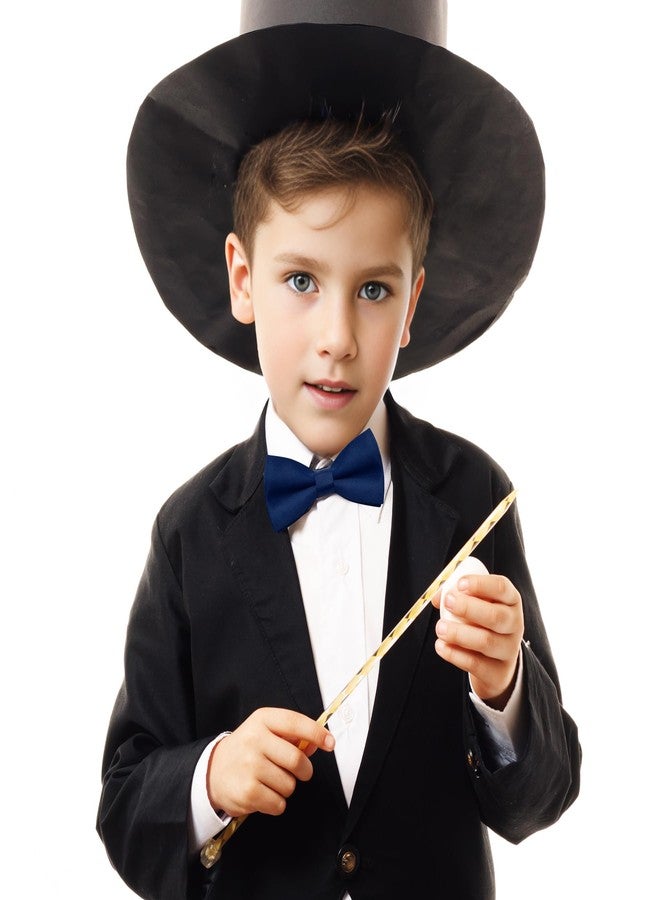 Bskifnn Kids Bow Ties Solid Color Satin Bow Tie for Child Boys Toddlers Wedding Party Dress up (Navy blue, kids) - Image 5